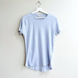 Orlebar Brown Men’s Linen T-Shirt Light Blue Short Sleeve Size S Made Portugal